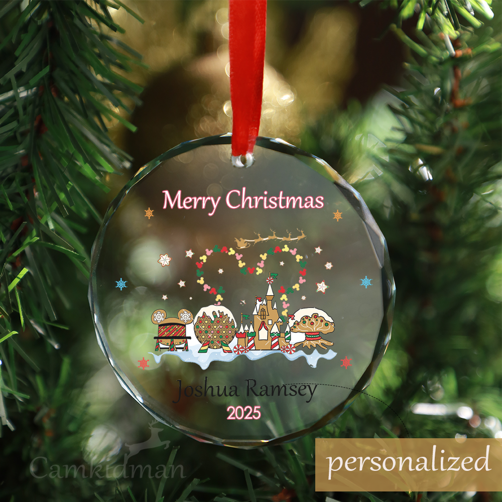 Personalized Name Christmas Glass Ornament Holiday Train Village Glass - Christmas Gift 2025