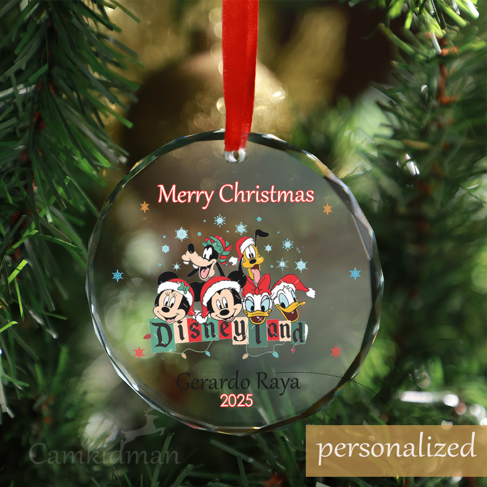 Personalized Name Disneyland House Scene 2025 Christmas Glass Ornament 