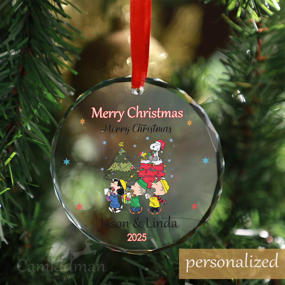 Personalized Name Disney Characters Christmas 2025 Christmas Glass Ornament tree