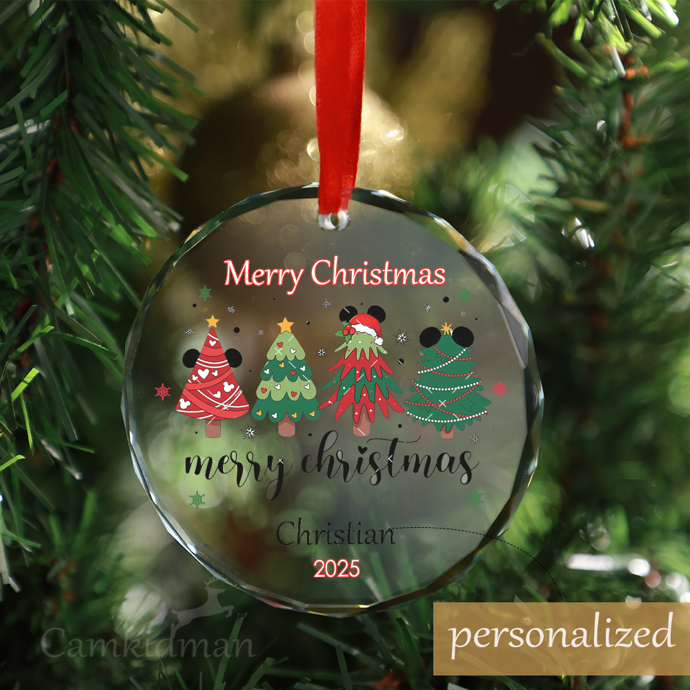 Personalized Name Christmas Glass Ornament 2025  Grinch Hands Heart Glass Holiday Decoration