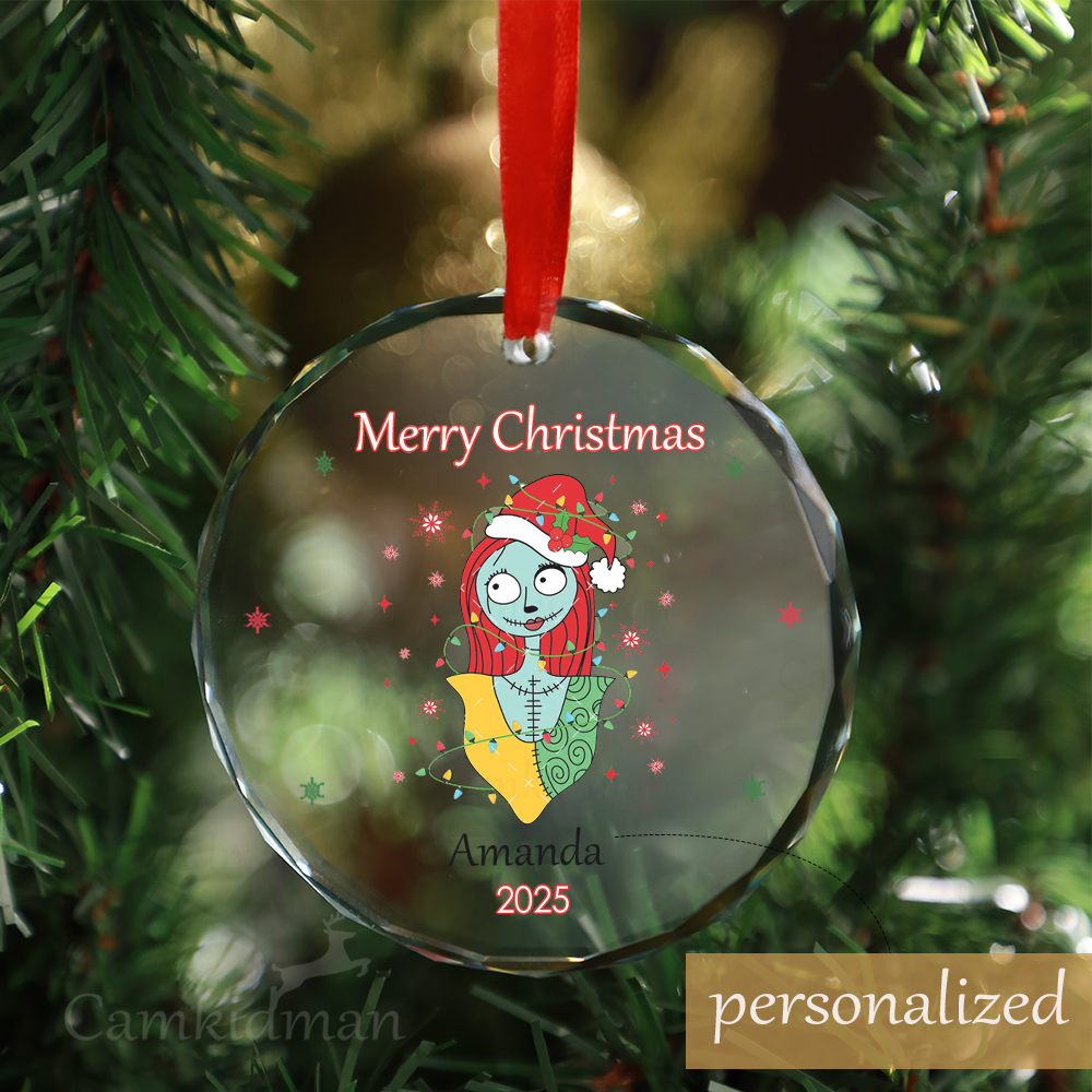 Personalized Name Disney Mickey & Friends Christmas Cookies Glass Ornament 2025  Glass Holiday Gift