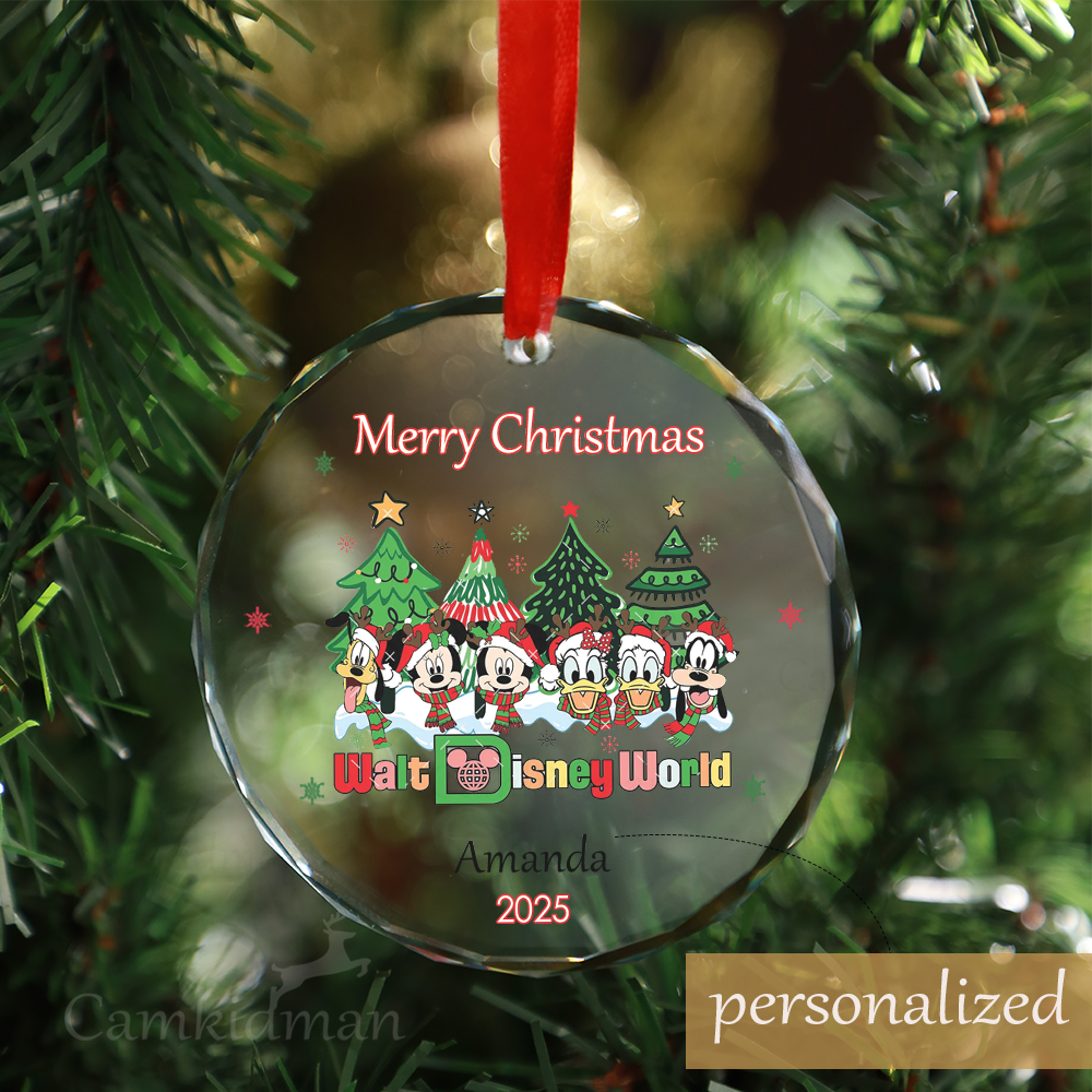 Personalized Name Disney Chipmunks Nut House 2025 Glass Holiday Christmas Ornament