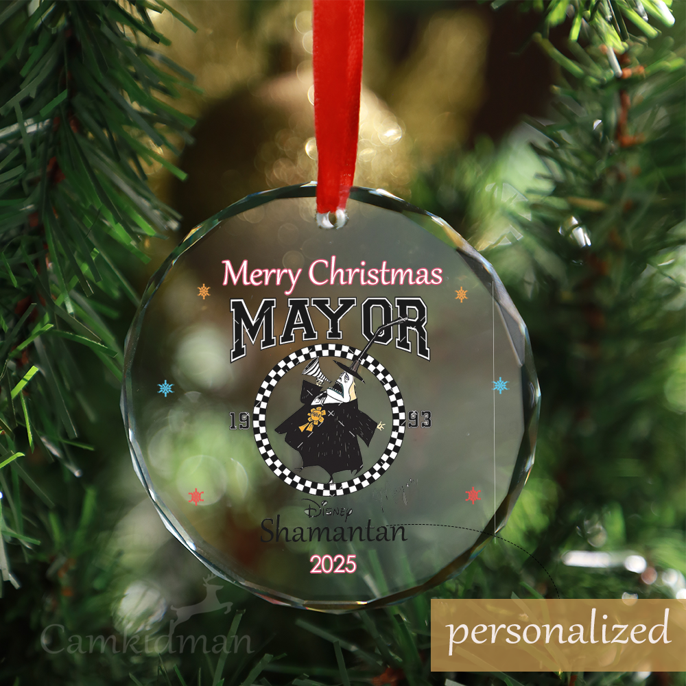 Personalized Name Bluey Cartoon Character Reindeer Antlers Glass Ornament 2025  Glass Holiday Gift