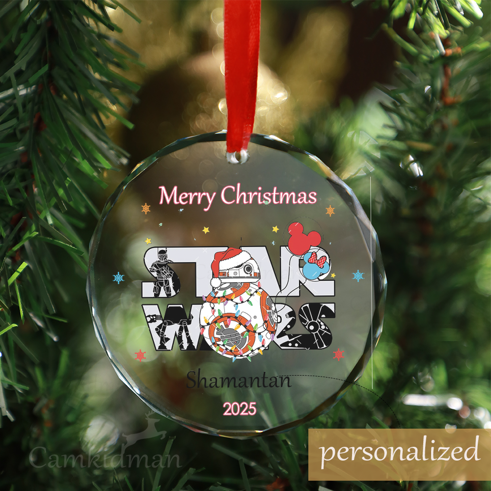 Personalized Name Disney Mickey & Friends Group Holiday Glass Ornament 2025  Glass Keepsake