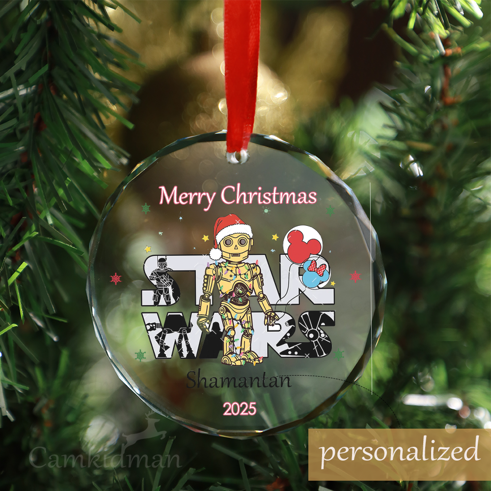 Personalized Name Disney Chipmunks Creature Not Stirring 2025 Glass Holiday Ornament