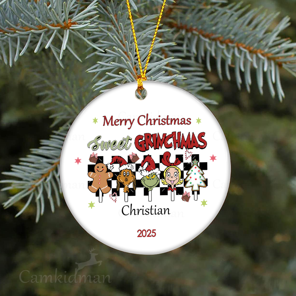  Sweet Grinchmas Family Stocking Stuffer 2025 Ceramic Christmas Ornament