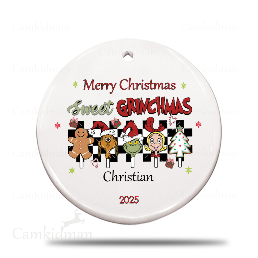  Sweet Grinchmas Family Stocking Stuffer 2025 Ceramic Christmas Ornament