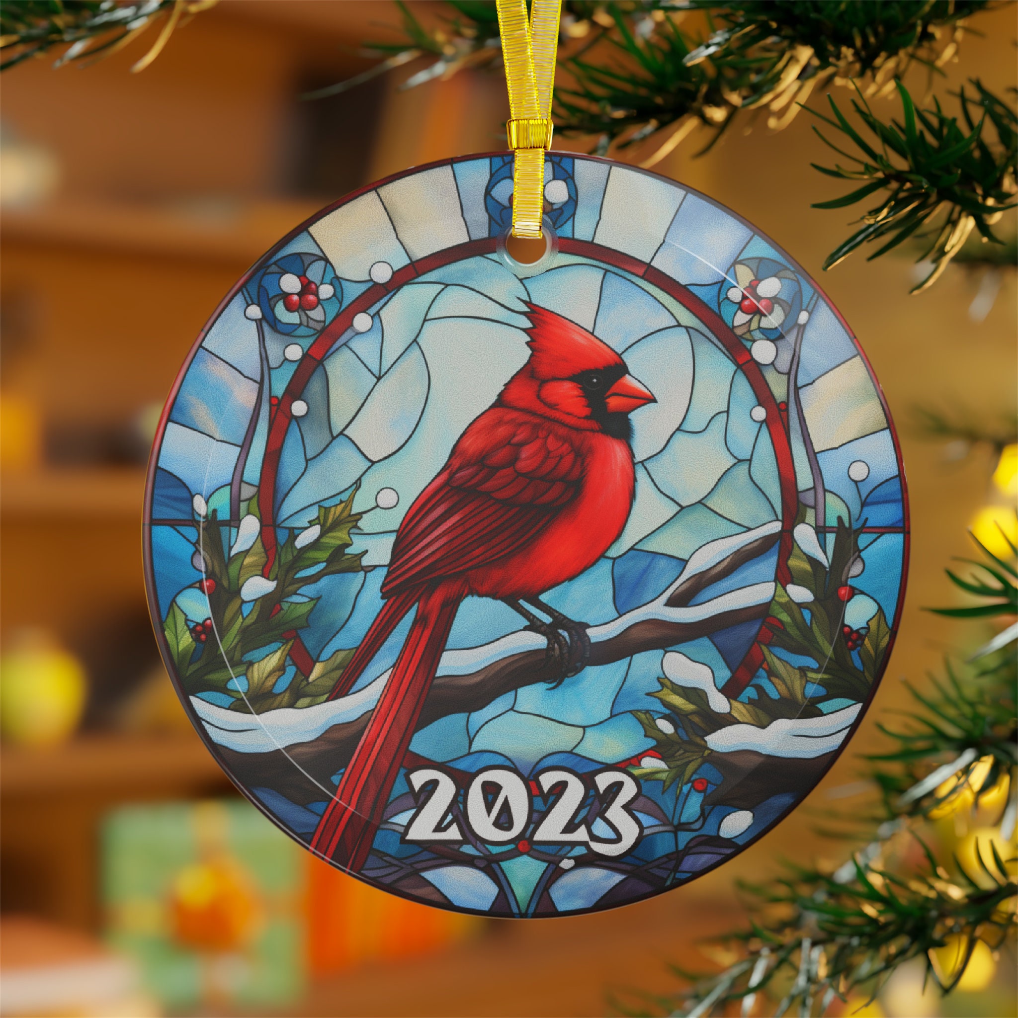 2024 Cardinal Glass Ornament, Memorial Ornament, Cardinal Christmas Ornament, Christmas Tree Glass Ornament, Holiday Christmas Decor