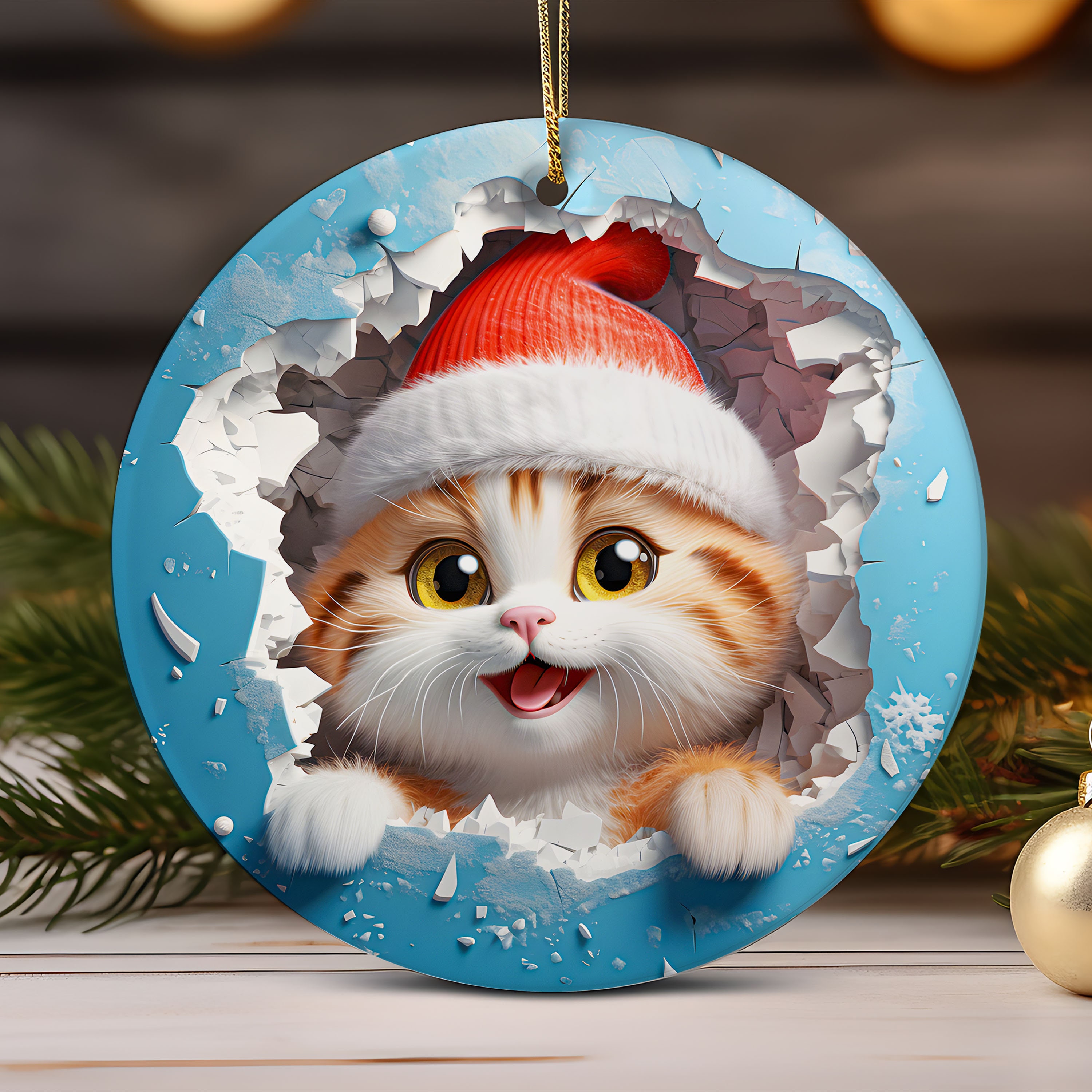 3D Christmas Break Through Ornament  Sublimation , 20 Files Christmas Round Ornament