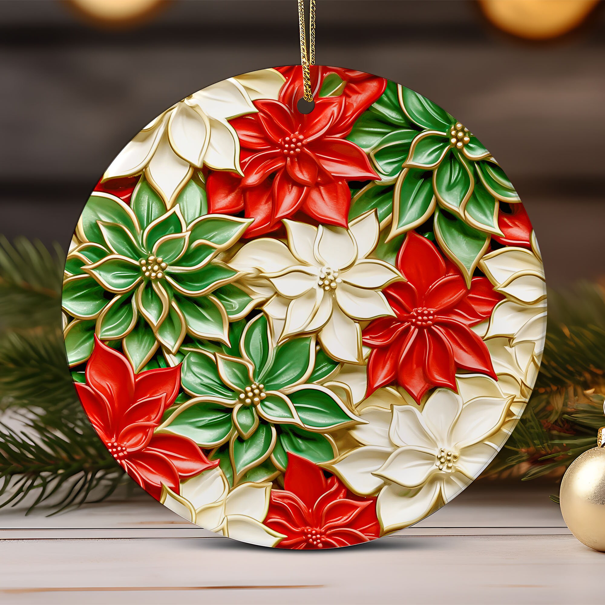 100 Christmas Ornament  Sublimation , 3D Christmas Round Ornament  