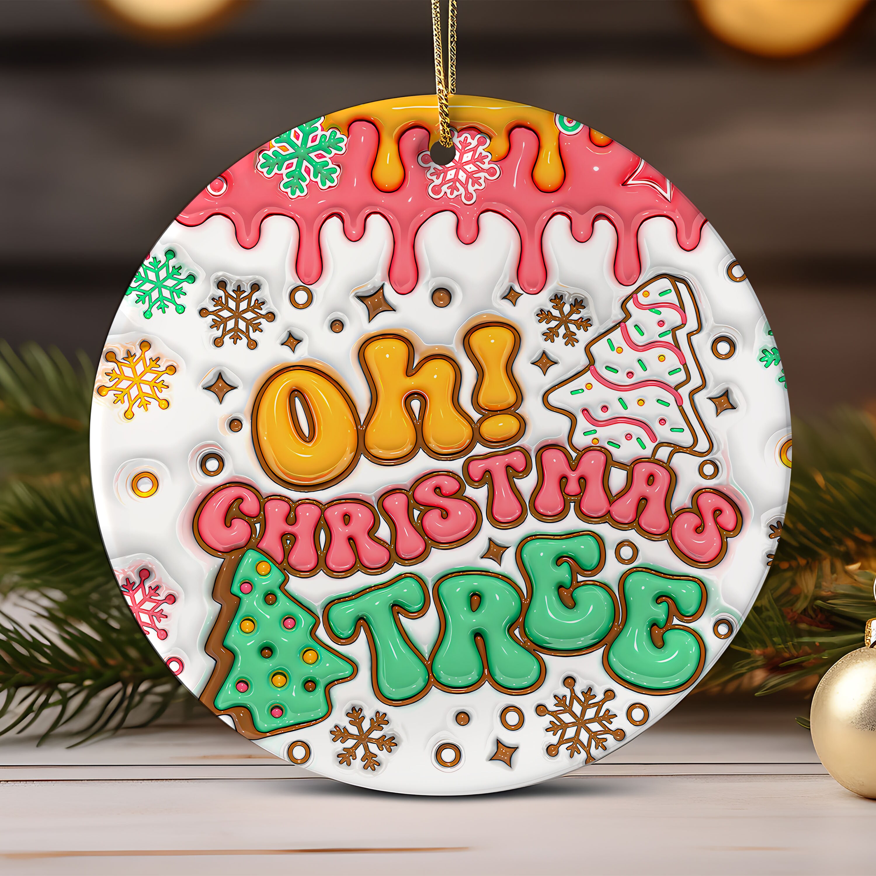 3D Inflated Christmas Ornament  Sublimation , 3D Christmas Puffy Round Ornament.