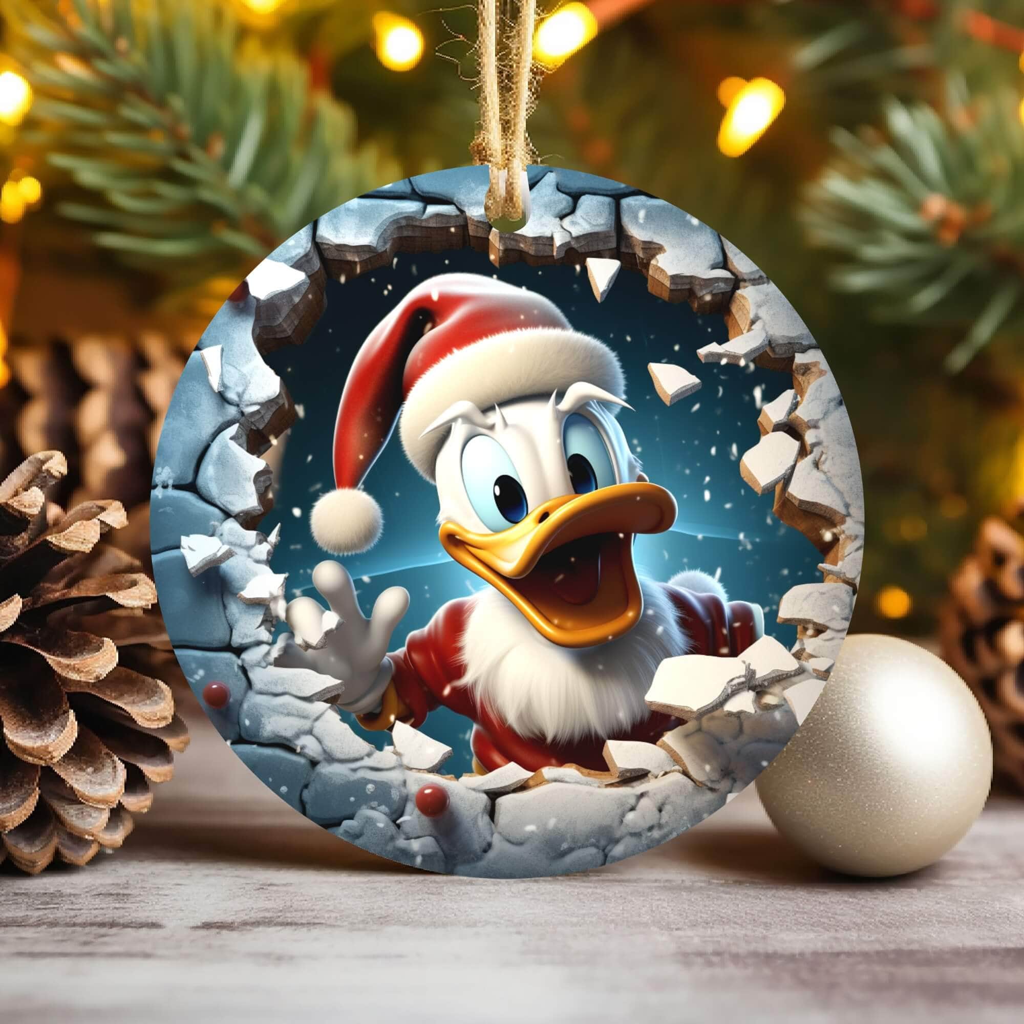 20 Files 3D Christmas Break Through Ornament Sublimation , Round Ornament Design , Diy Xmas Ornament 
