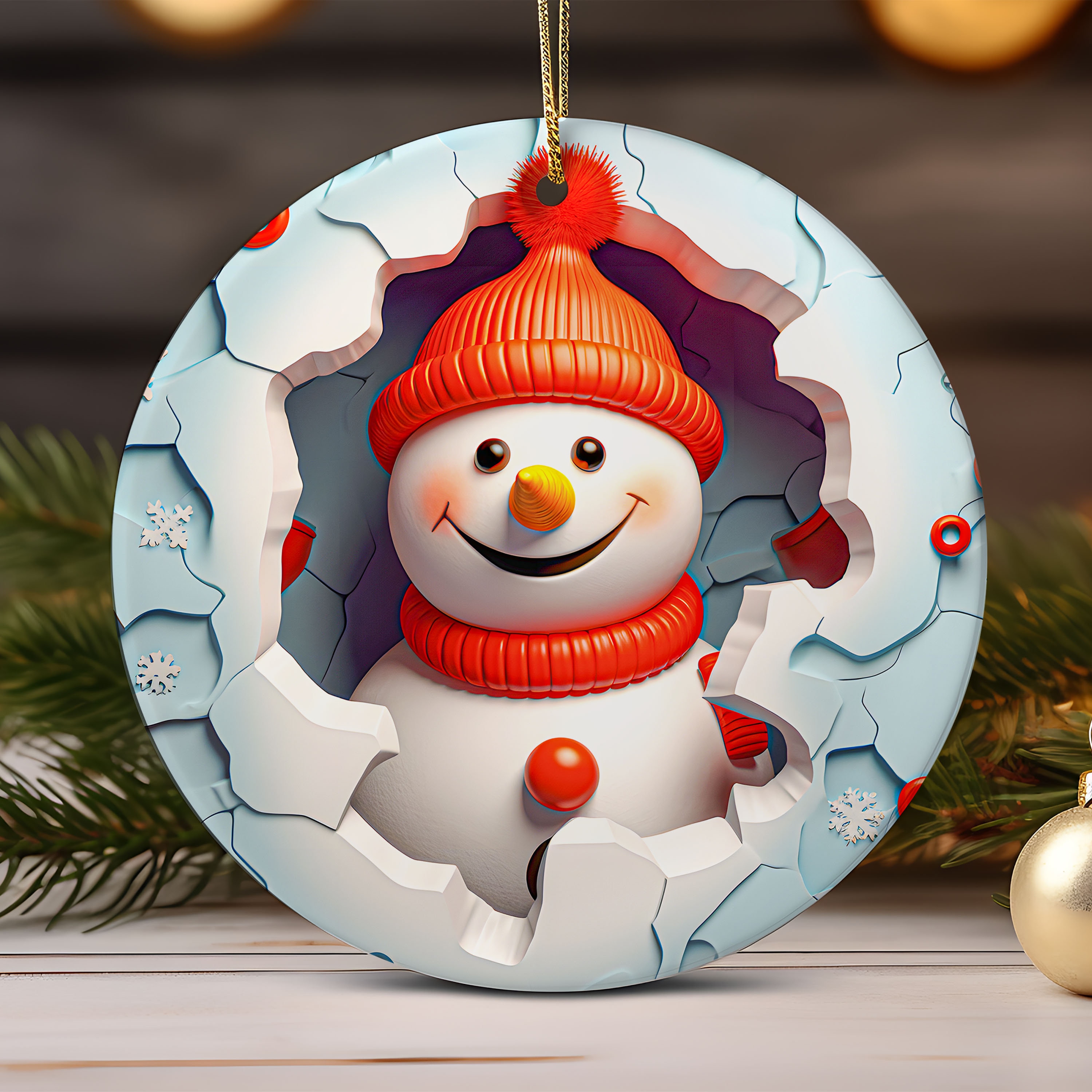 3D Christmas Break Through Ornament  Sublimation , 20 Files Christmas Round Ornament , 