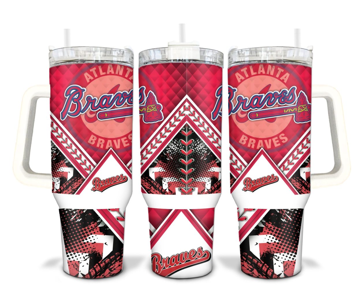 40Oz Atlanta Braves Tumbler With Handle ??Insulated Travel Mug For Fans