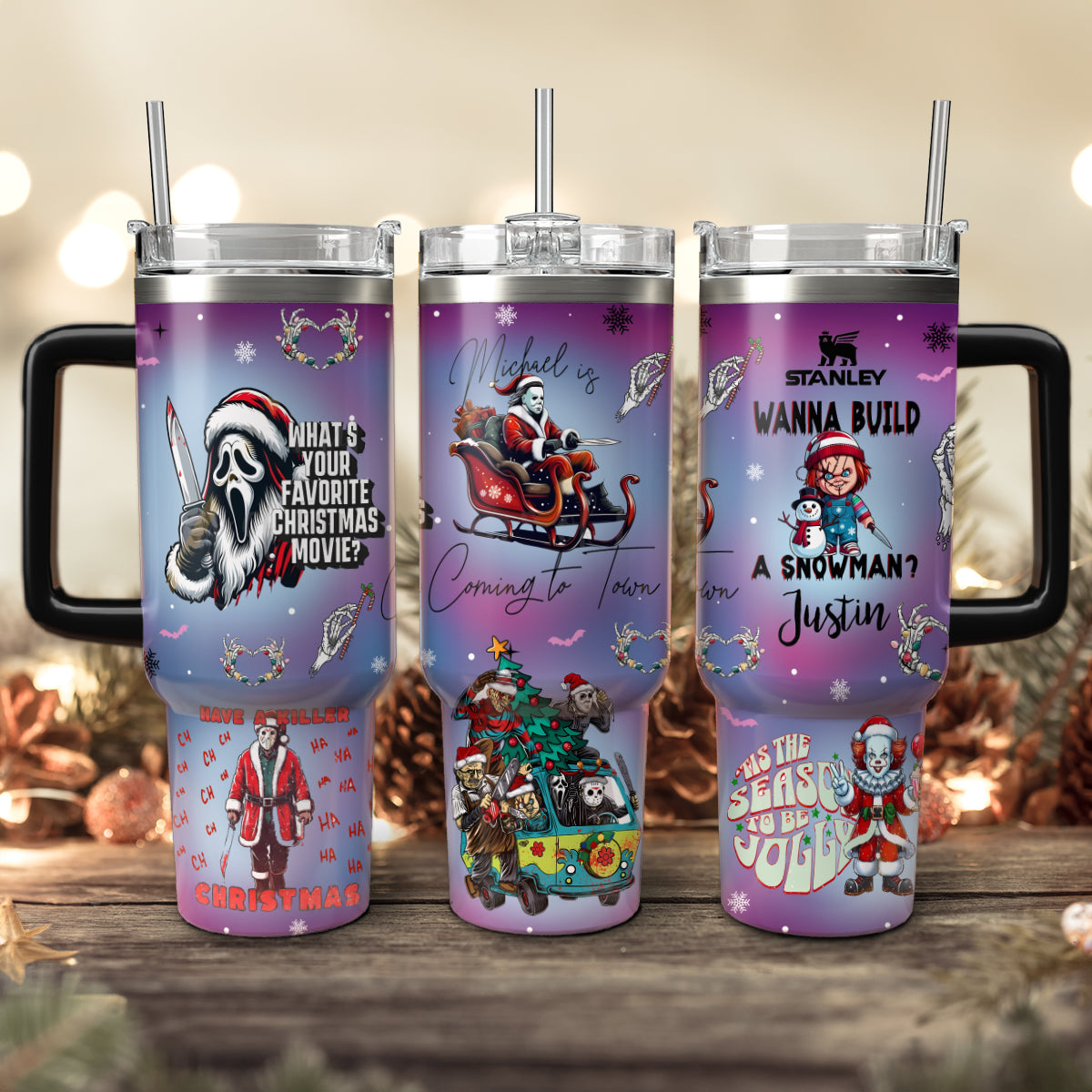 Christmas Horror Characters Movies Custom Stanley Cup 40 oz Tumbler With Handle
