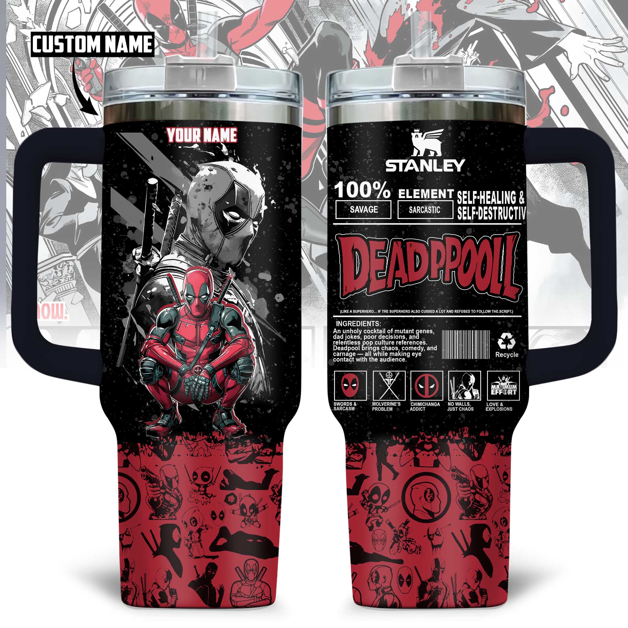 Deadpool Movies Custom Stanley Cup 40 oz Tumbler With Handle
