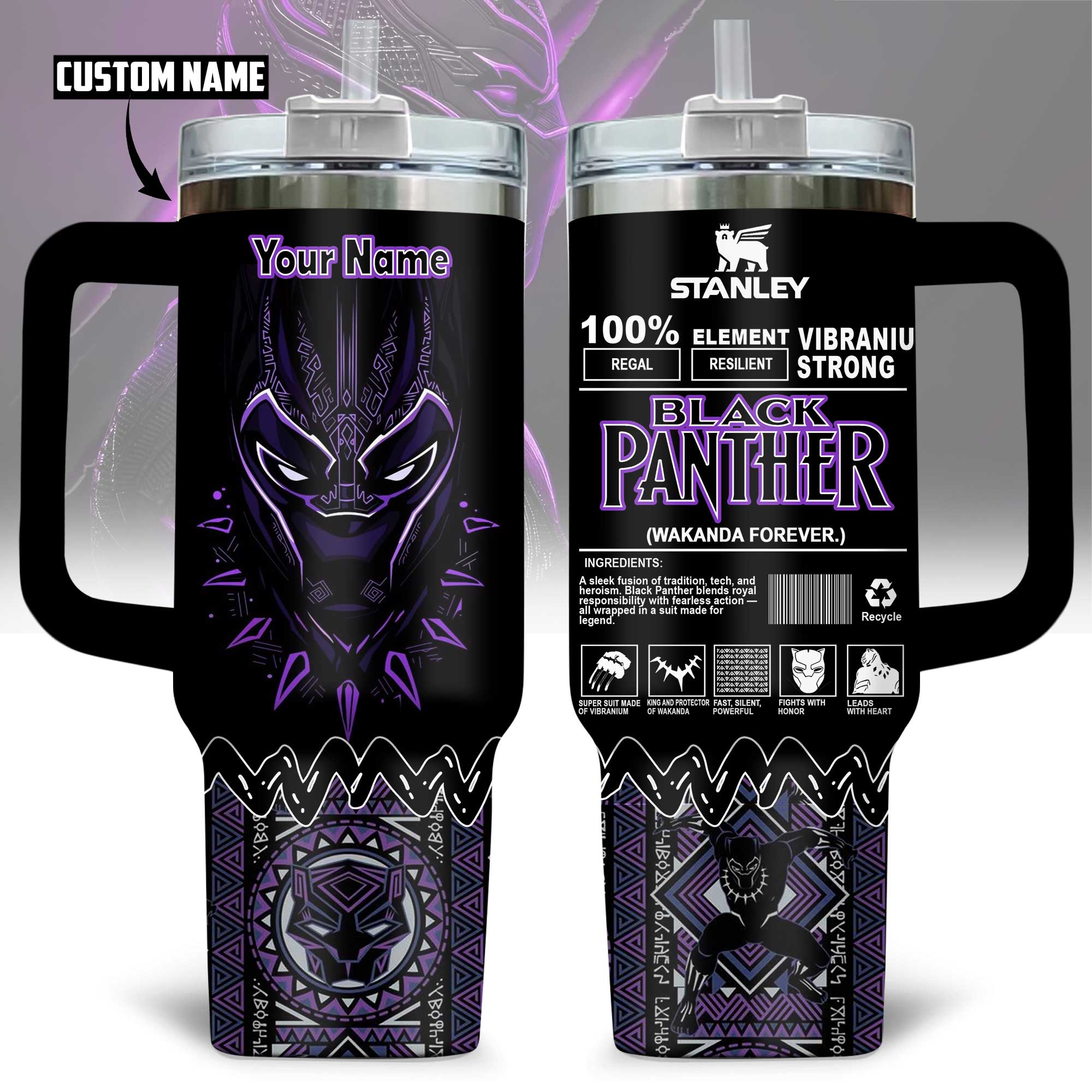 Black Panther Movies Custom Stanley Cup 40 oz Tumbler With Handle
