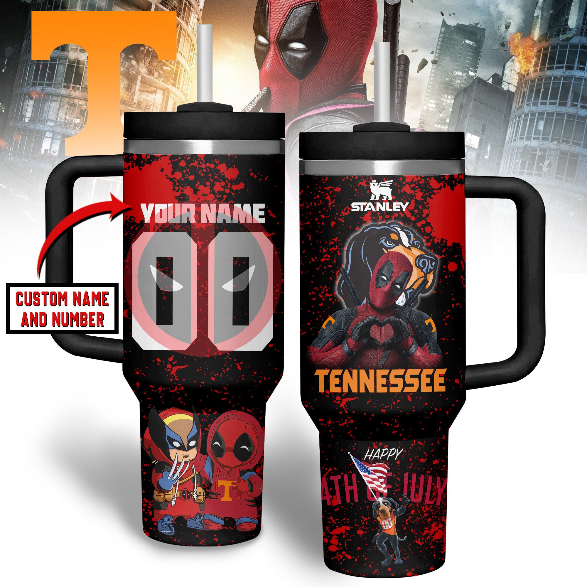 Deadpool Wolverine Movies Custom Stanley Cup 40 oz Tumbler With Handle
