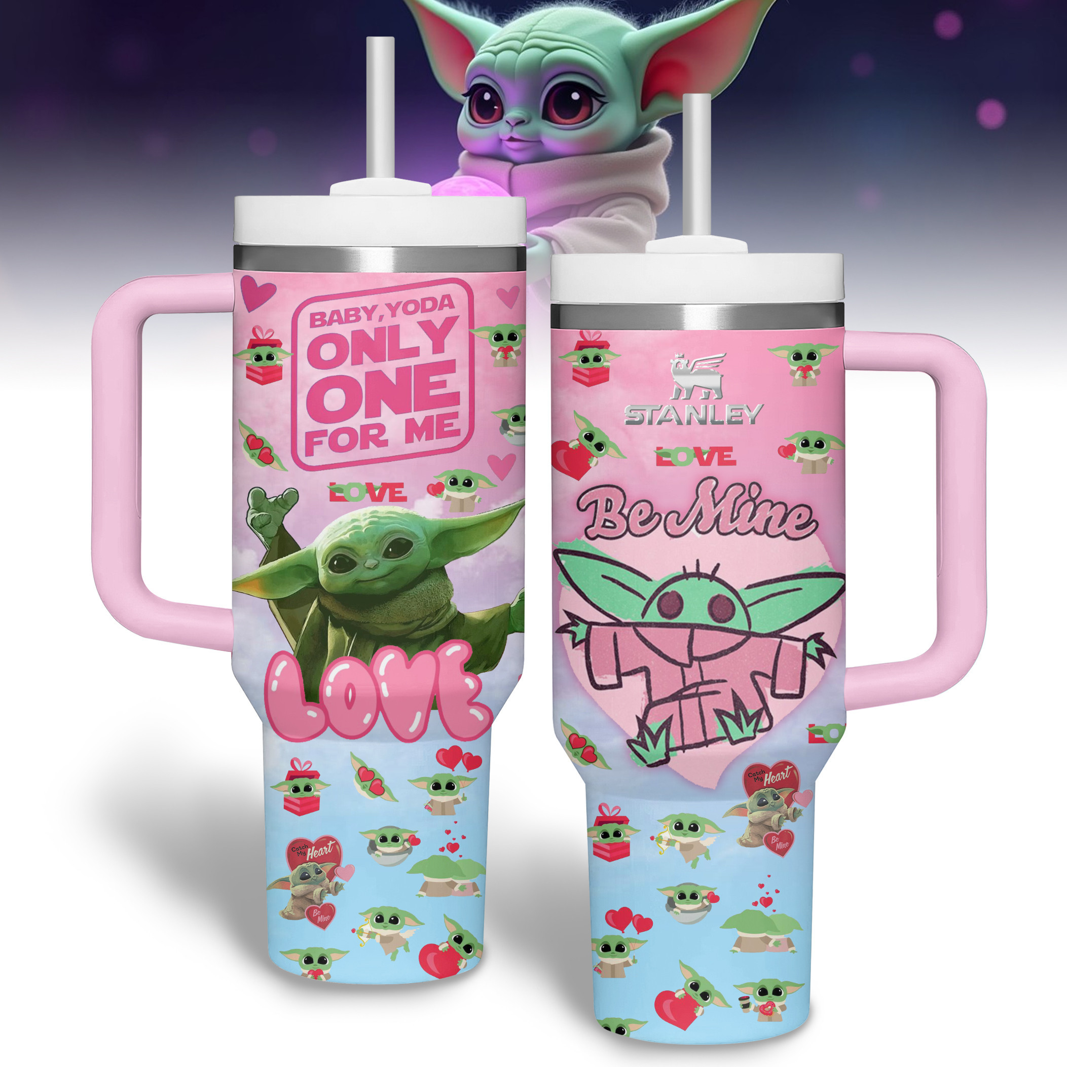 Baby Yoda Star Wars Movies Custom Stanley Cup 40 oz Tumbler With Handle