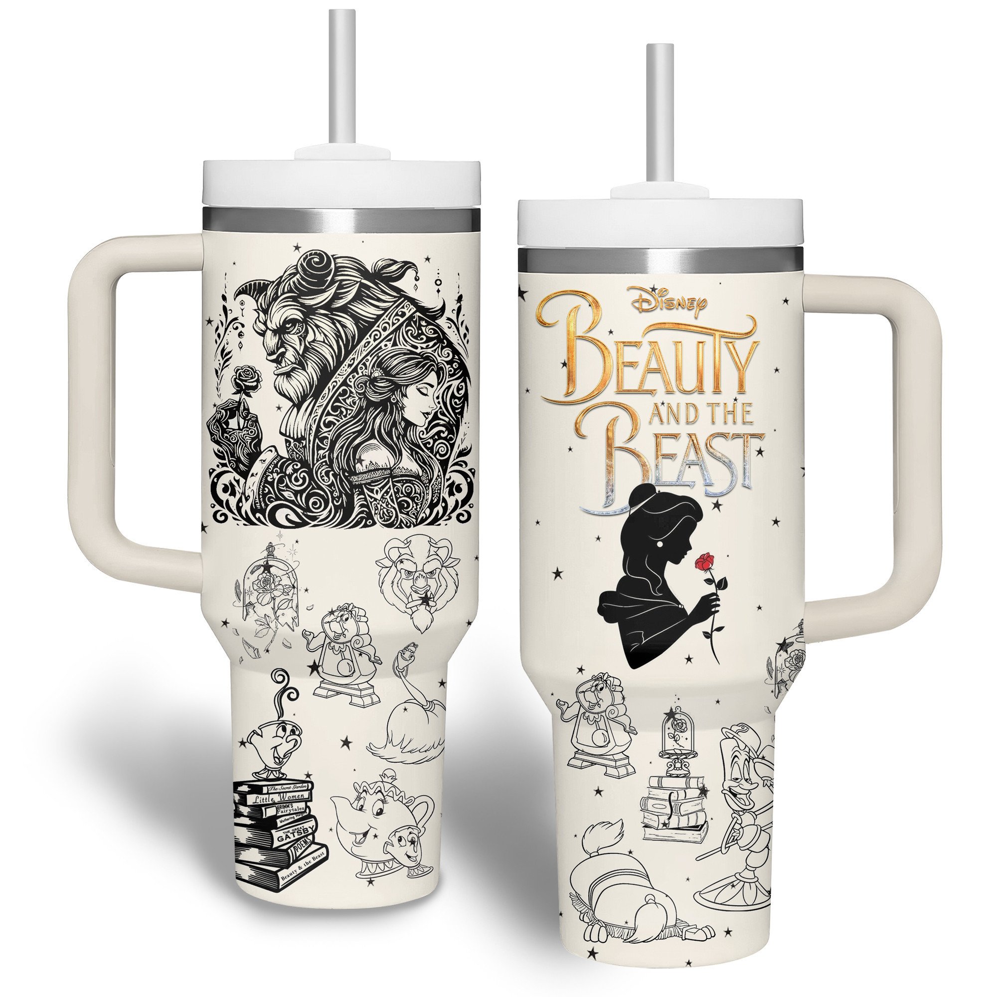 Beauty And The Beast Movies Custom Stanley Cup 40 oz Tumbler With Handle