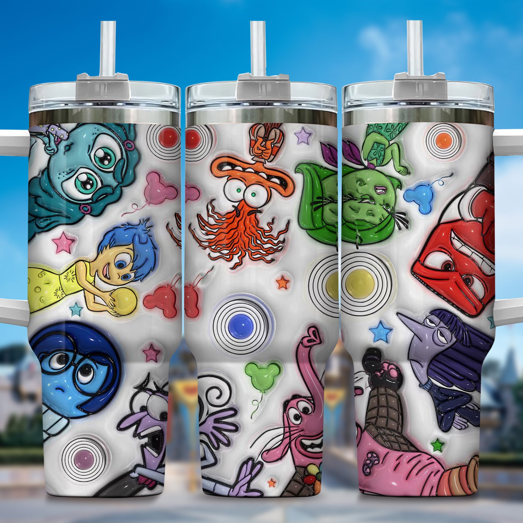 3D Inside Out Movies Custom Stanley Cup 40 oz Tumbler With Handle