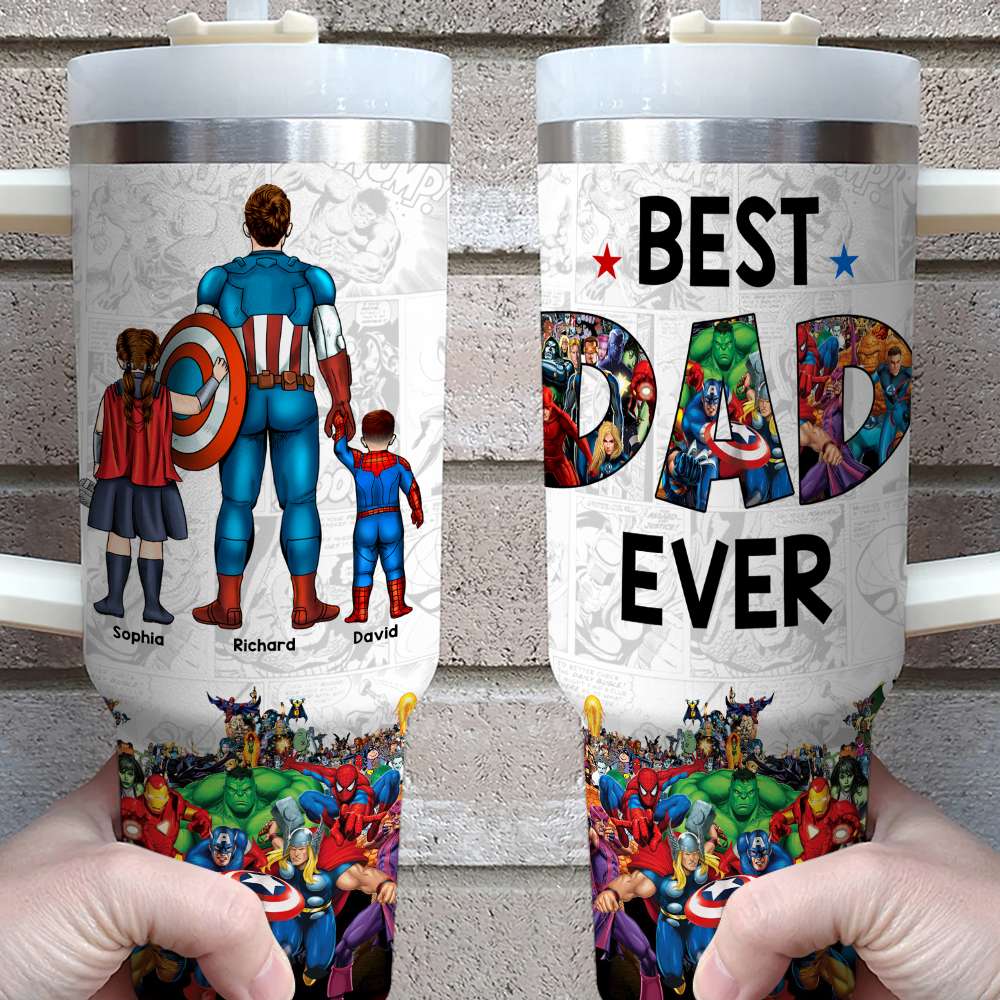 Dad Superheroes Marvel Movies Custom Stanley Cup 40 oz Tumbler With Handle