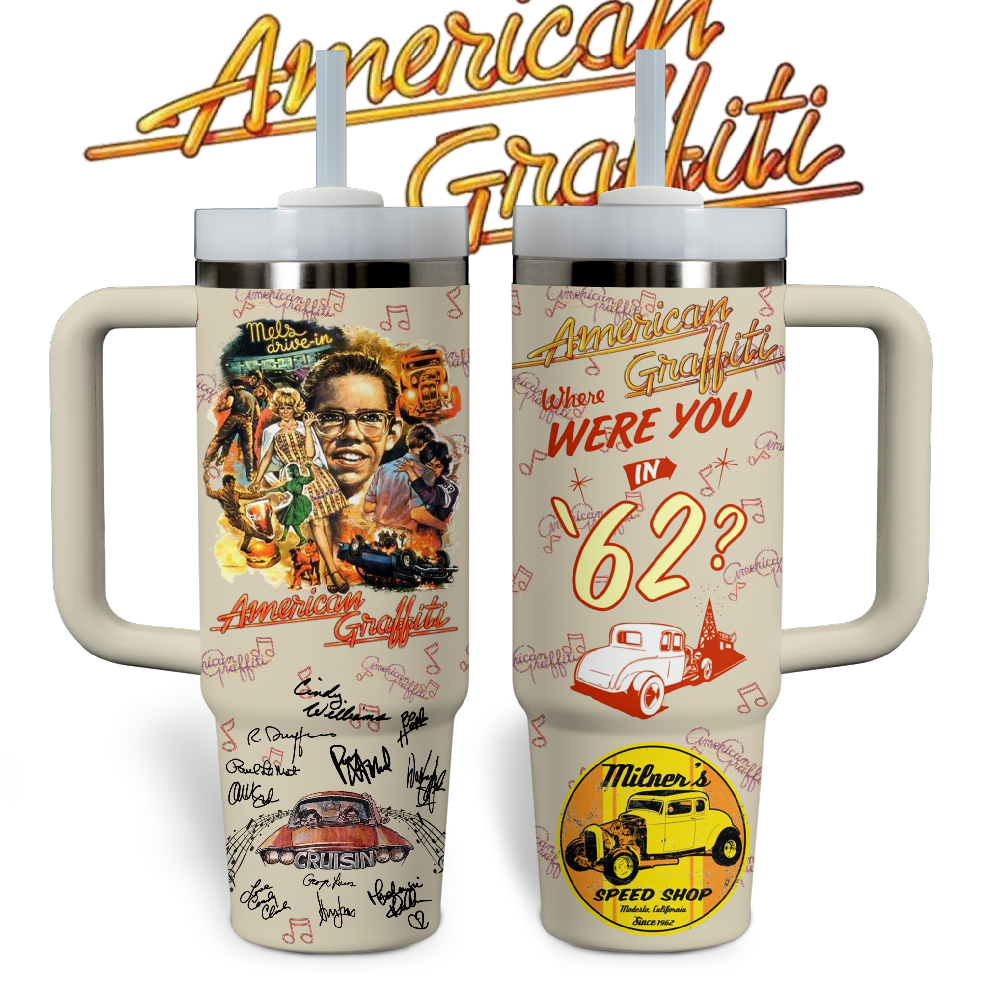 American Graffiti Movies Custom Stanley Cup 40 oz Tumbler With Handle