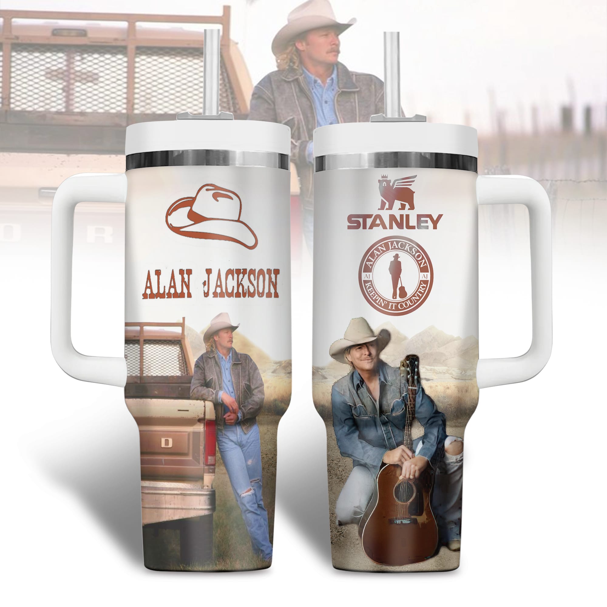 Alan Jackson Music Custom Stanley Cup 40 oz Tumbler With Handle