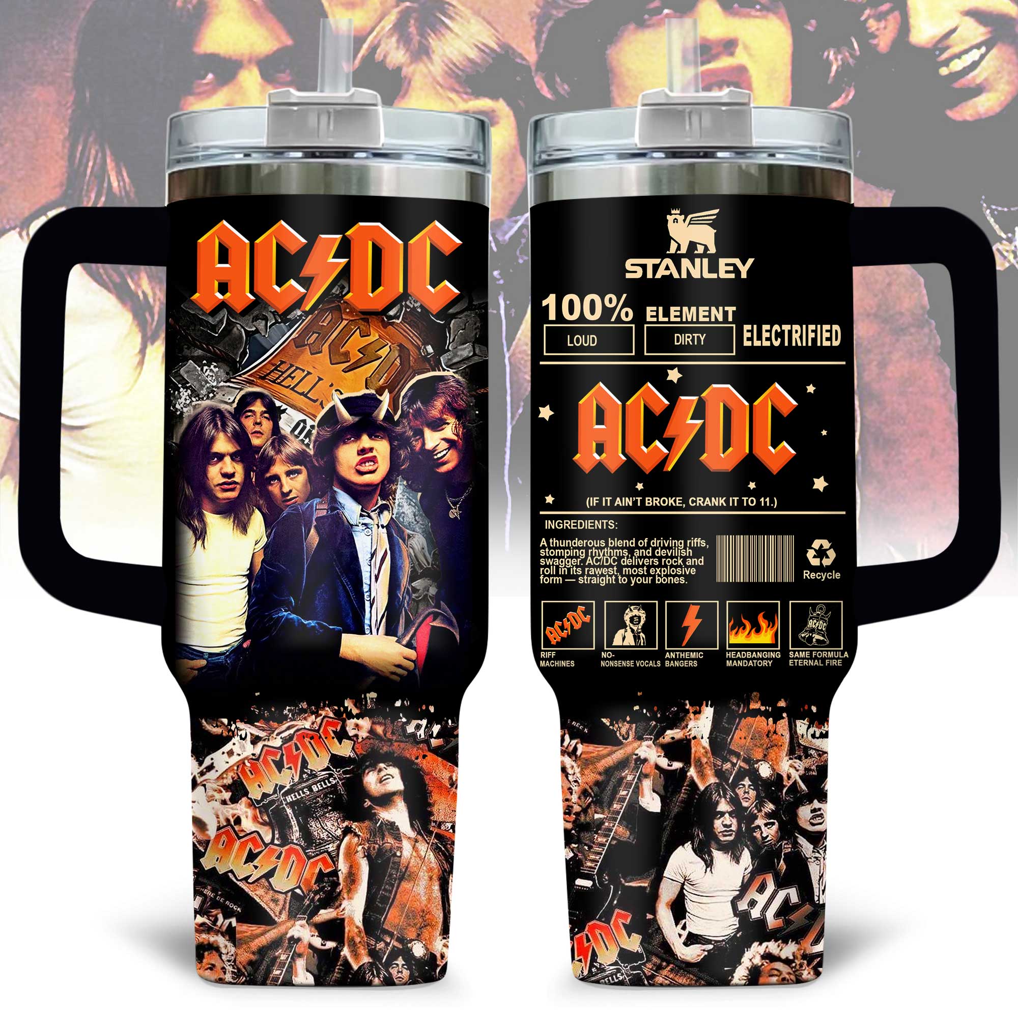 AC/DC Music Custom Stanley Cup 40 oz Tumbler With Handle