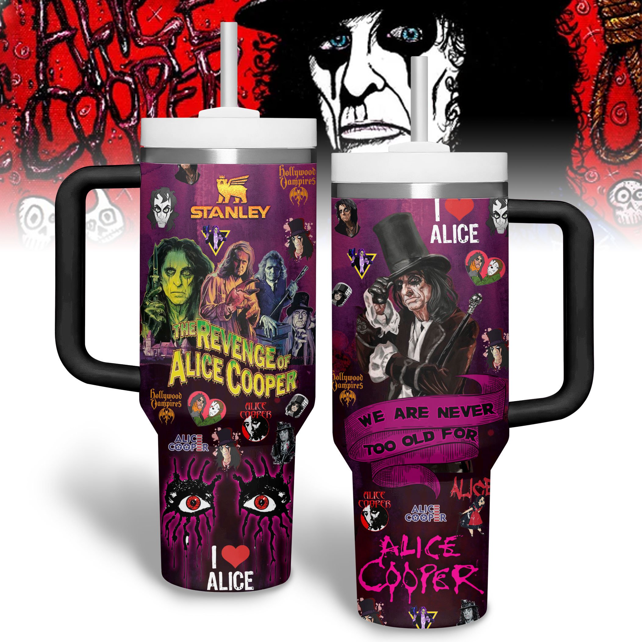 Alice Cooper Music Custom Stanley Cup 40 oz Tumbler With Handle