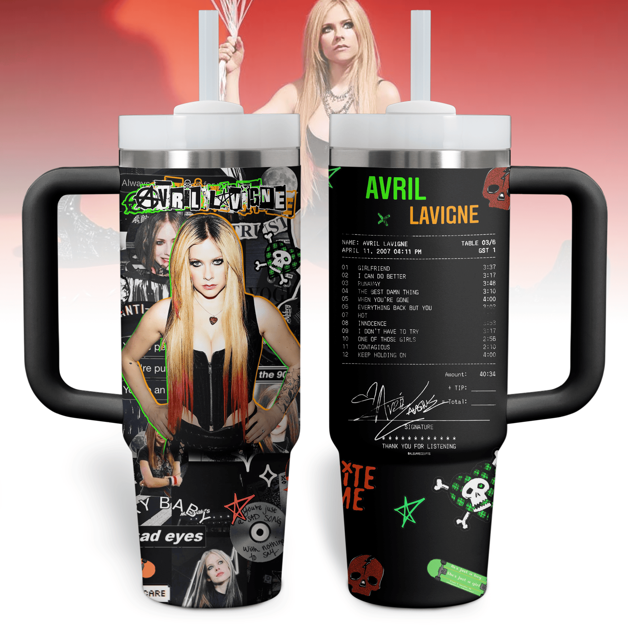 Avril Lavigne Music Custom Stanley Cup 40 oz Tumbler With Handle