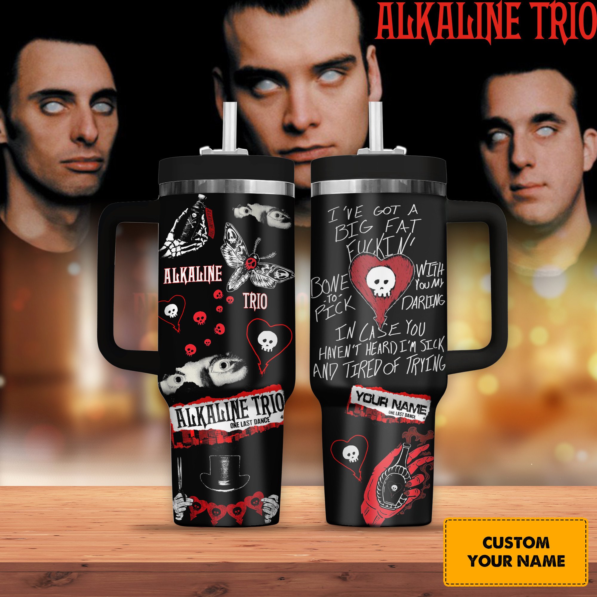 Alkaline Trio Music Custom Stanley Cup 40 oz Tumbler With Handle