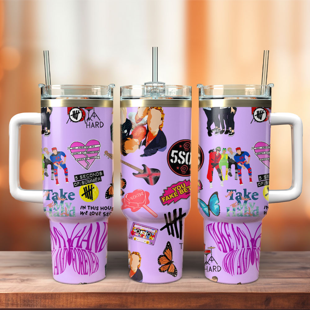 5 Seconds of Summer Rock Band Music Custom Stanley Cup 40 oz Tumbler With Handle
