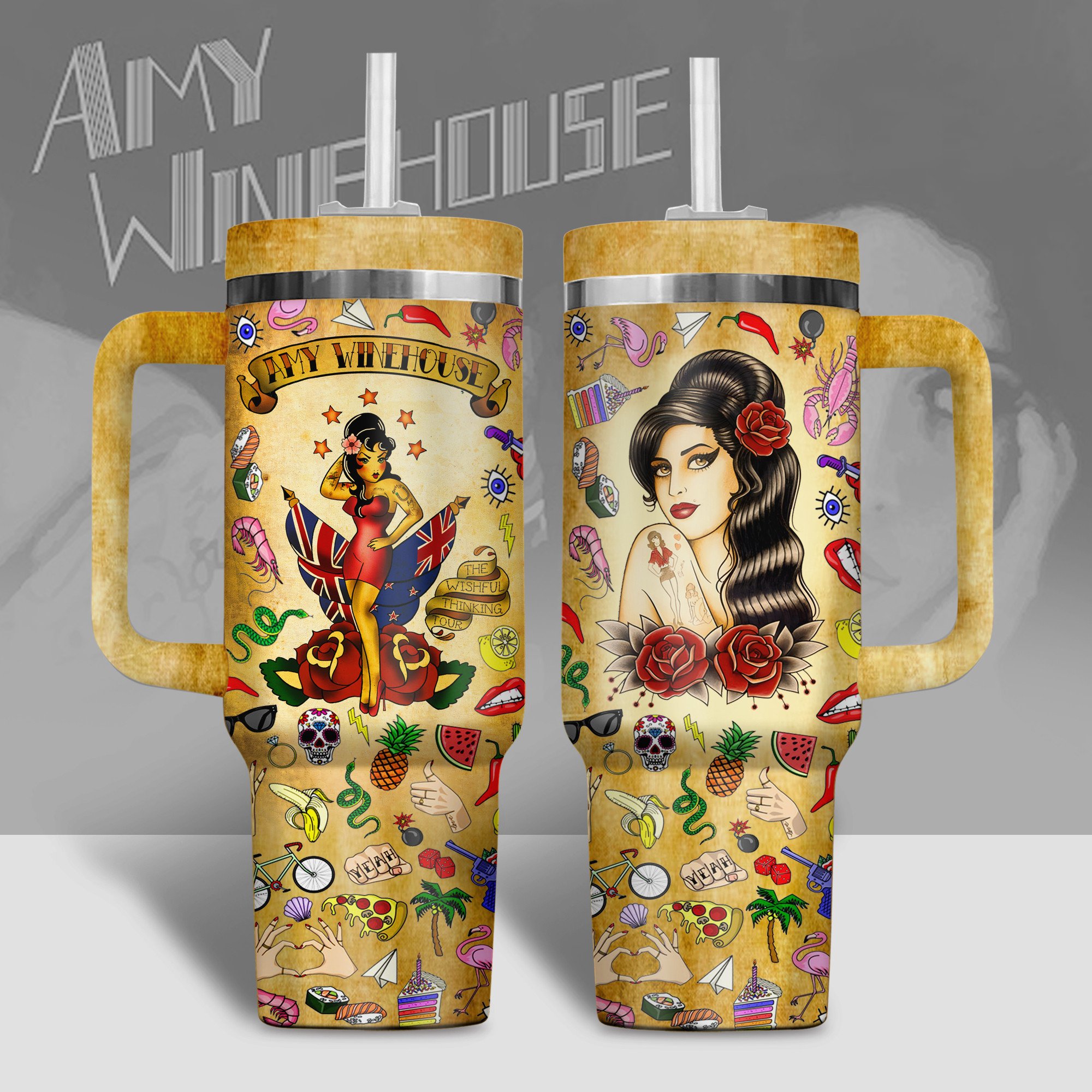 Amy Winehouse Music Custom Stanley Cup 40 oz Tumbler With Handle