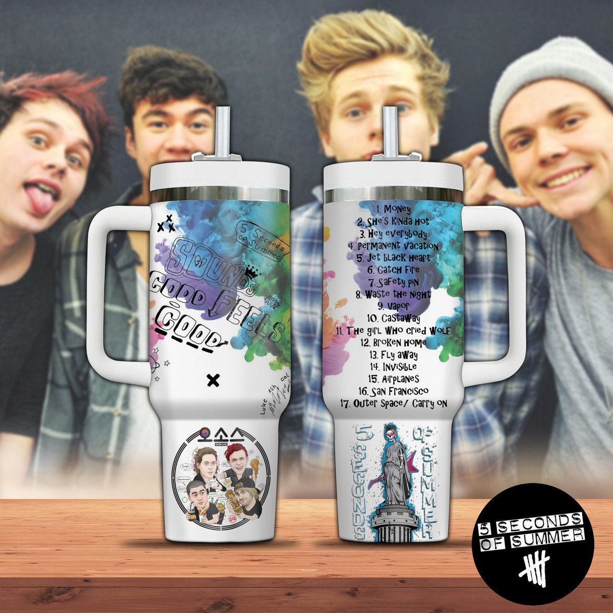 5 Seconds of Summer Music Custom Stanley Cup 40 oz Tumbler With Handle