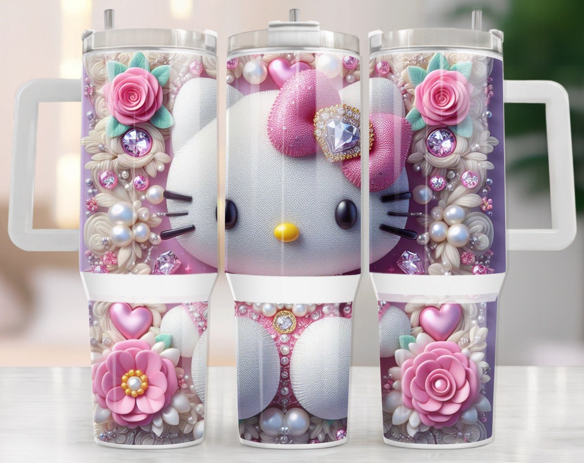 3D Hello Kitty Sanrio Cartoon Custom Stanley Cup 40 oz Tumbler With Handle