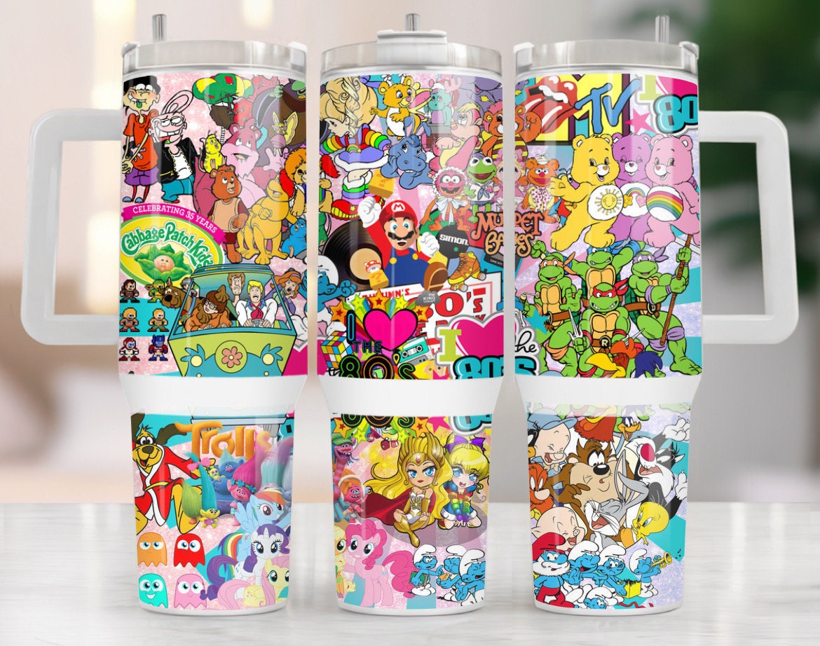 80s Characters Cartoon Custom Stanley Cup 40 oz Tumbler With Handle