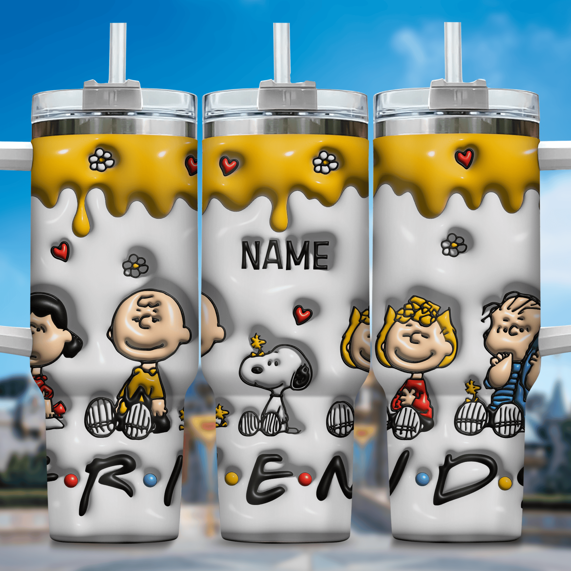 3D Snoopy Cartoon Custom Stanley Cup 40 oz Tumbler With Handle