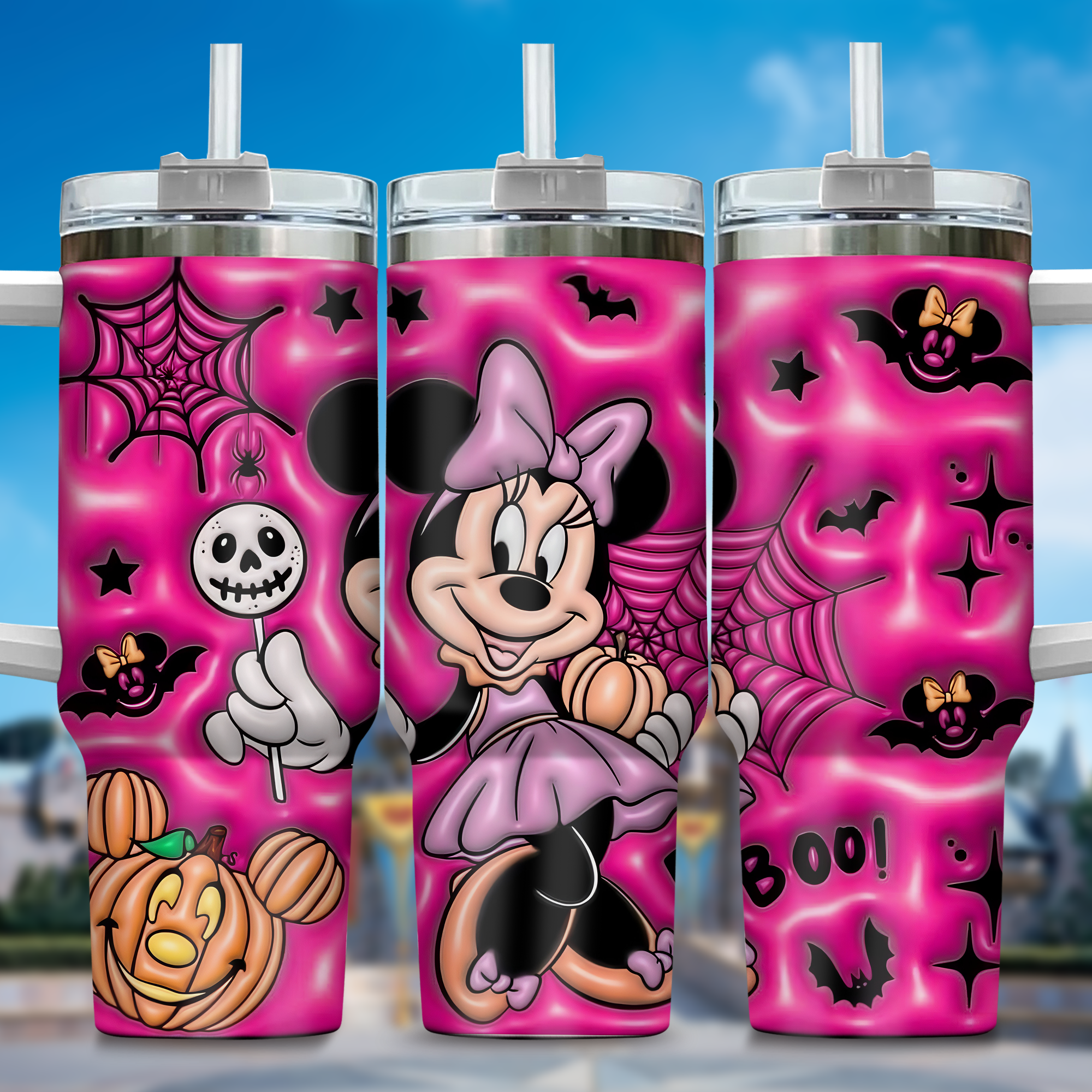 3D Minnie Mouse Cartoon Custom Stanley Cup 40 oz Tumbler With Handle