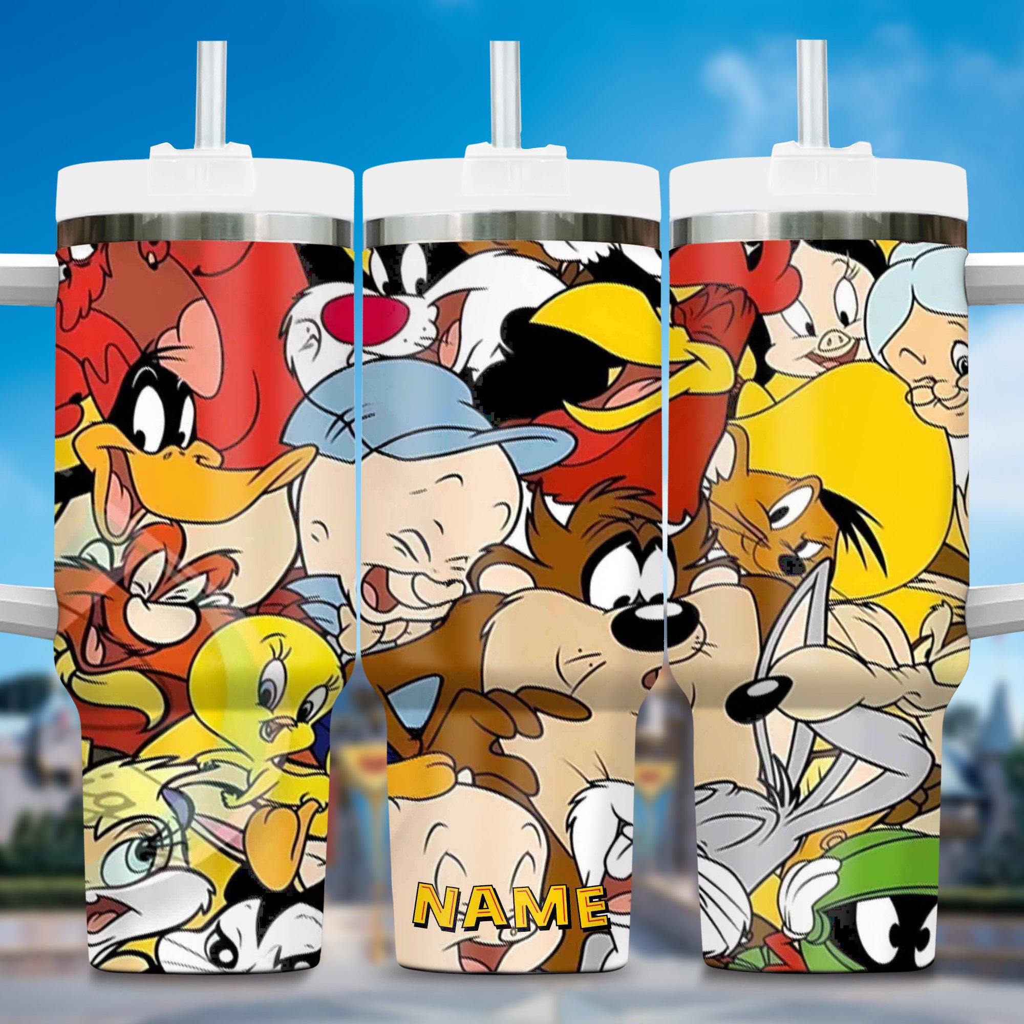 80s and 90s Cartoon Custom Stanley Cup 40 oz Tumbler With Handle