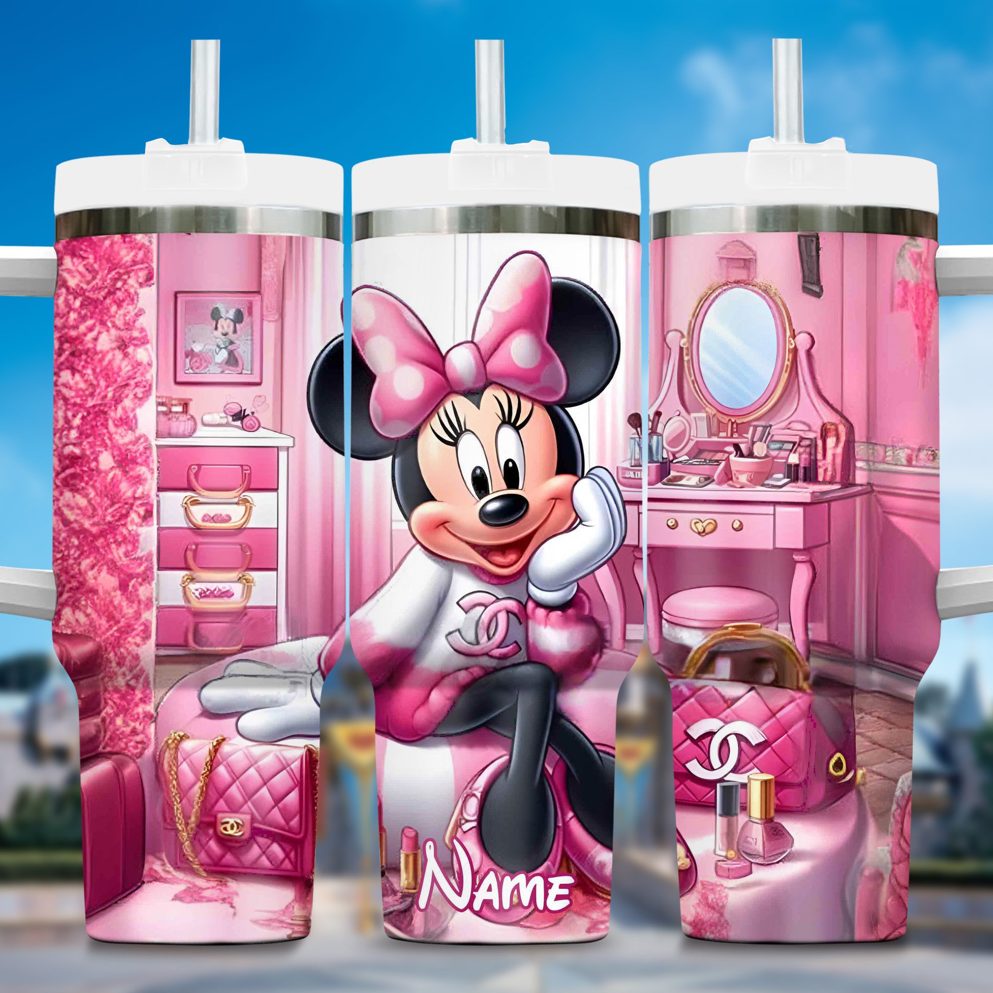 3D Minnie Fashion Cartoon Custom Stanley Cup 40 oz Tumbler With Handle