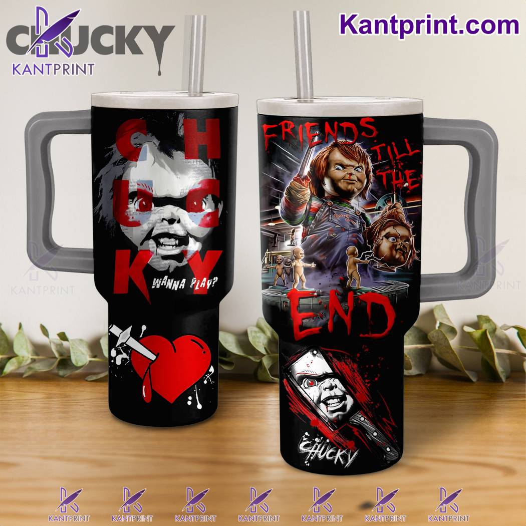 Chucky Friends Movies Custom Stanley Quencher 40oz Stainless Steel Tumbler With Handle