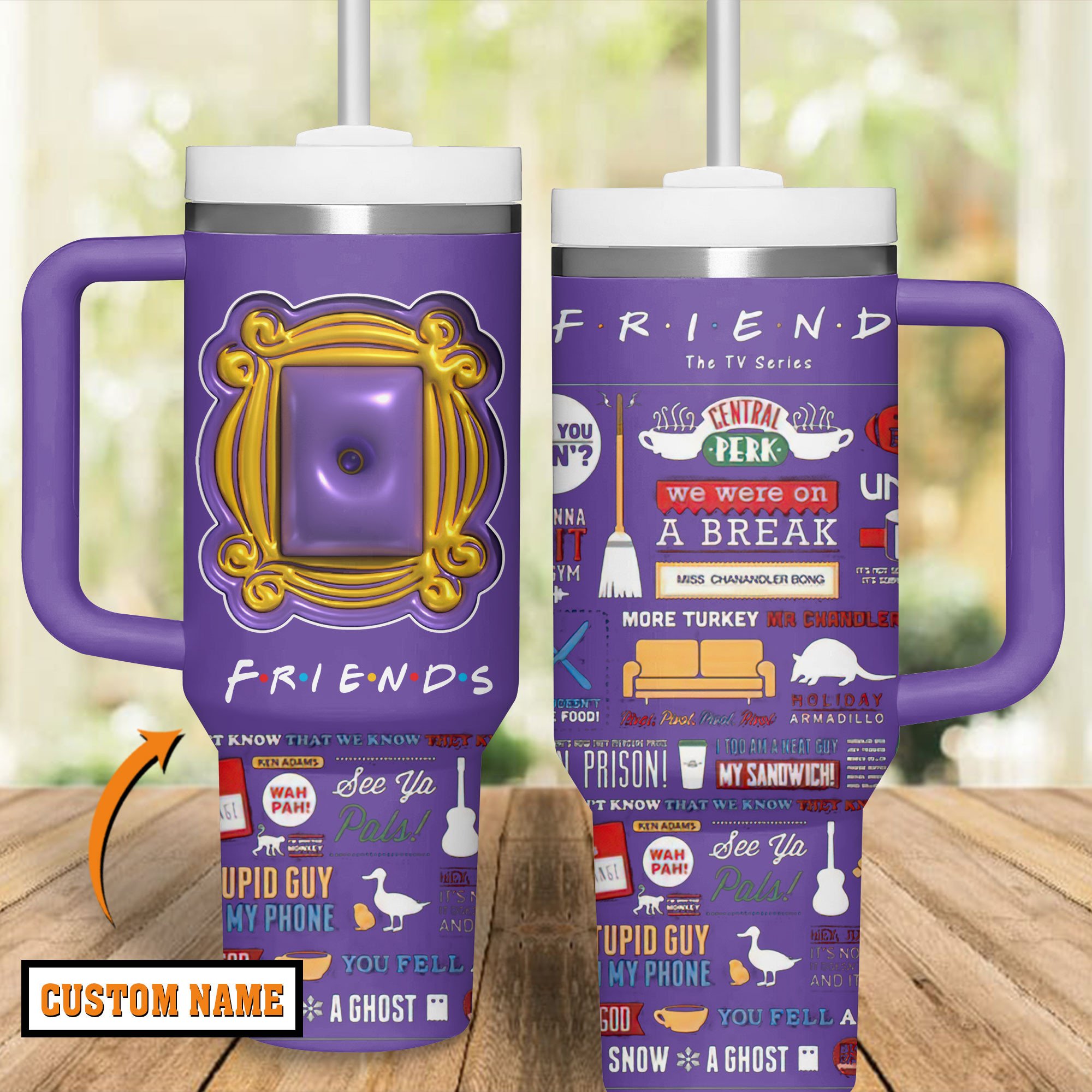 Friends Movies Custom Stanley Quencher 40oz Stainless Steel Tumbler With Handle
