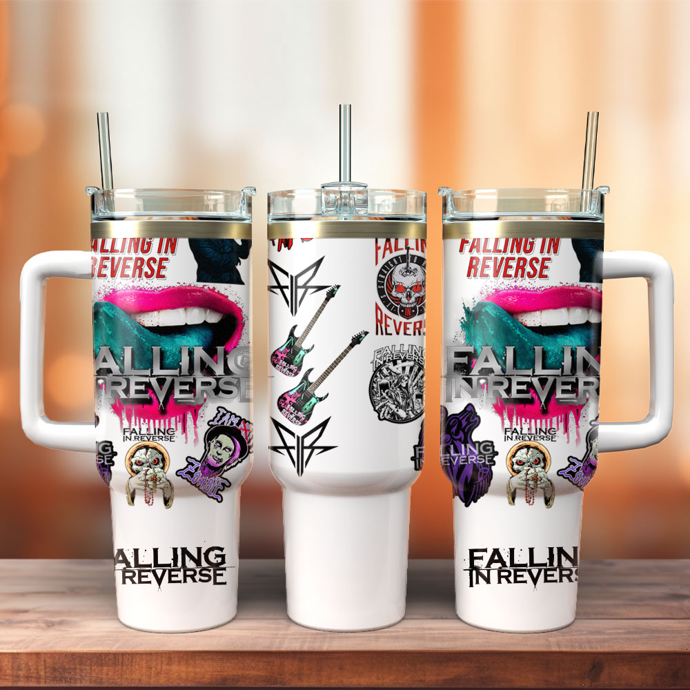????alling In Reverse Music Band Custom Stanley Quencher 40oz Stainless Steel Tumbler With Handle