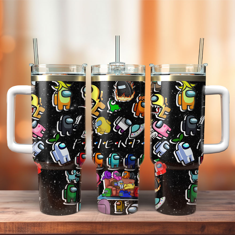 Among Us Trap Song Music Custom Stanley Quencher 40oz Stainless Steel Tumbler With Handle