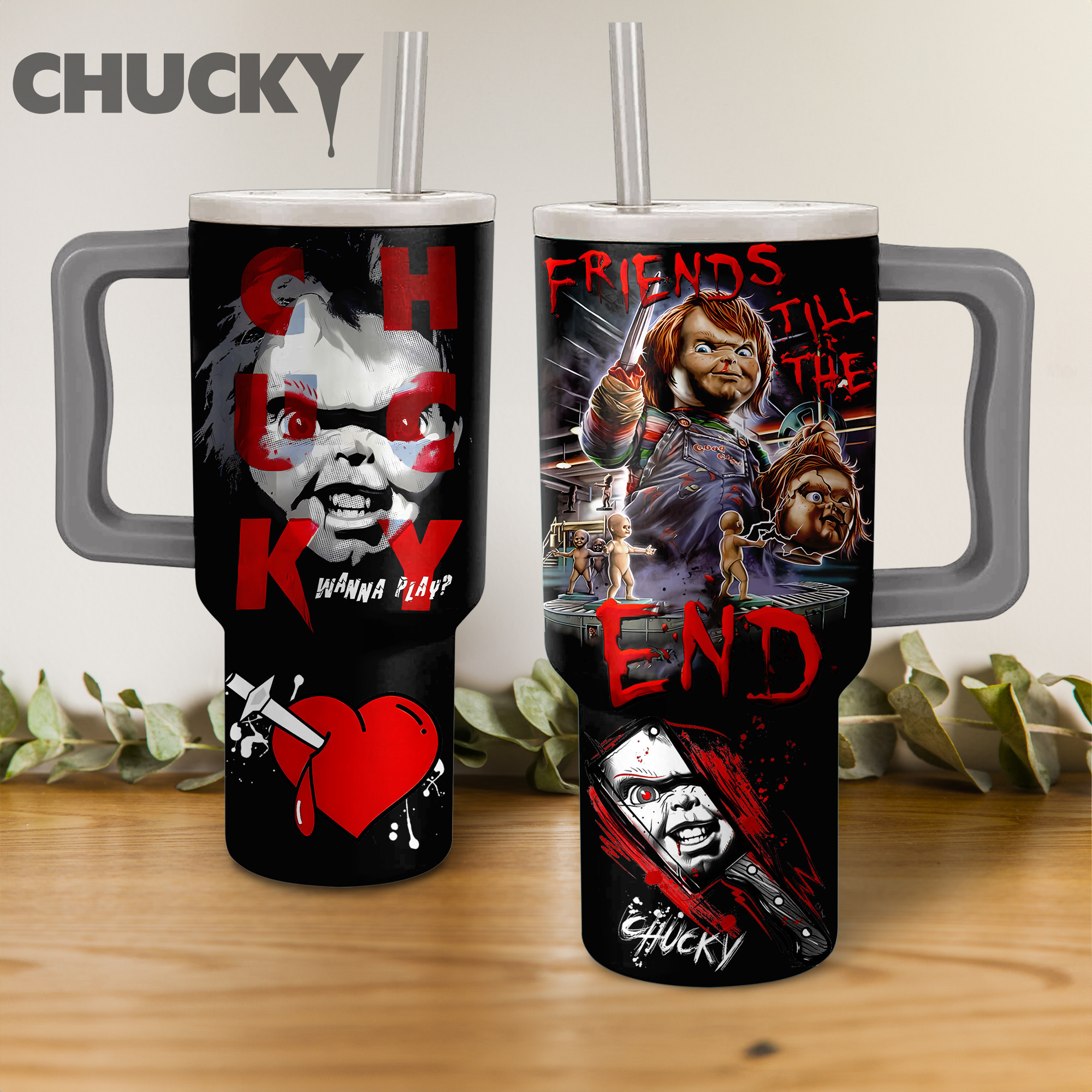 Chucky Child?? Play Movies Custom Stanley Quencher 40oz Stainless Steel Tumbler With Handle