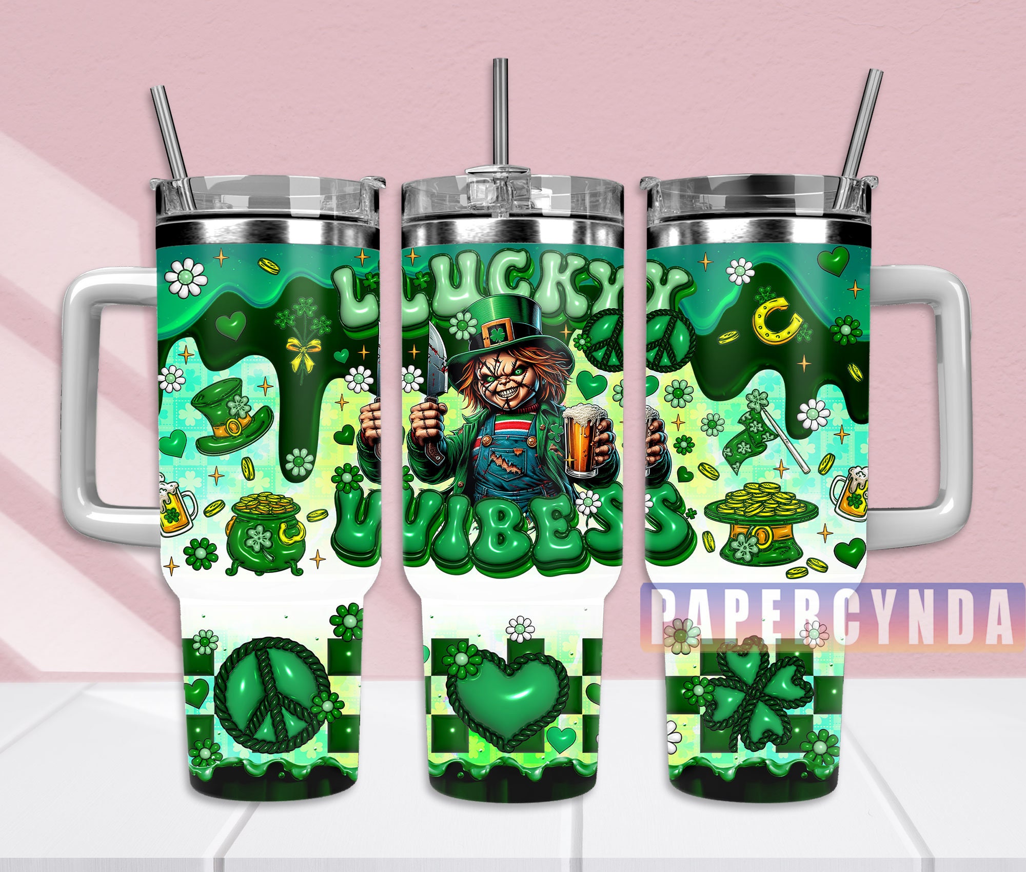 Chucky Horror Movie Custom Stanley Quencher 40oz Stainless Steel Tumbler With Handle