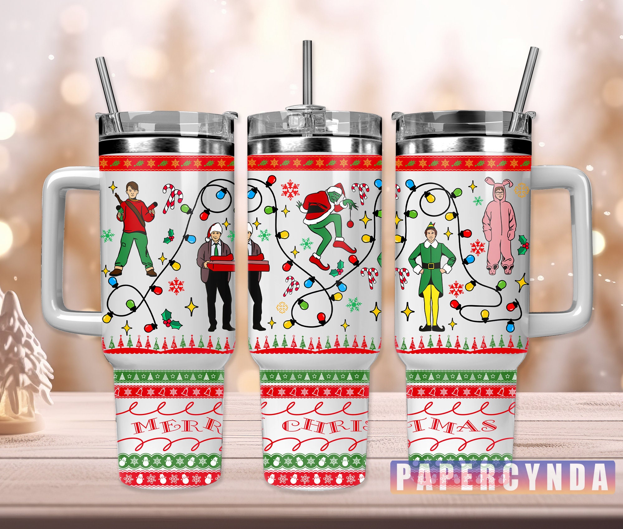 Christmas Movie Characters Custom Stanley Quencher 40oz Stainless Steel Tumbler With Handle