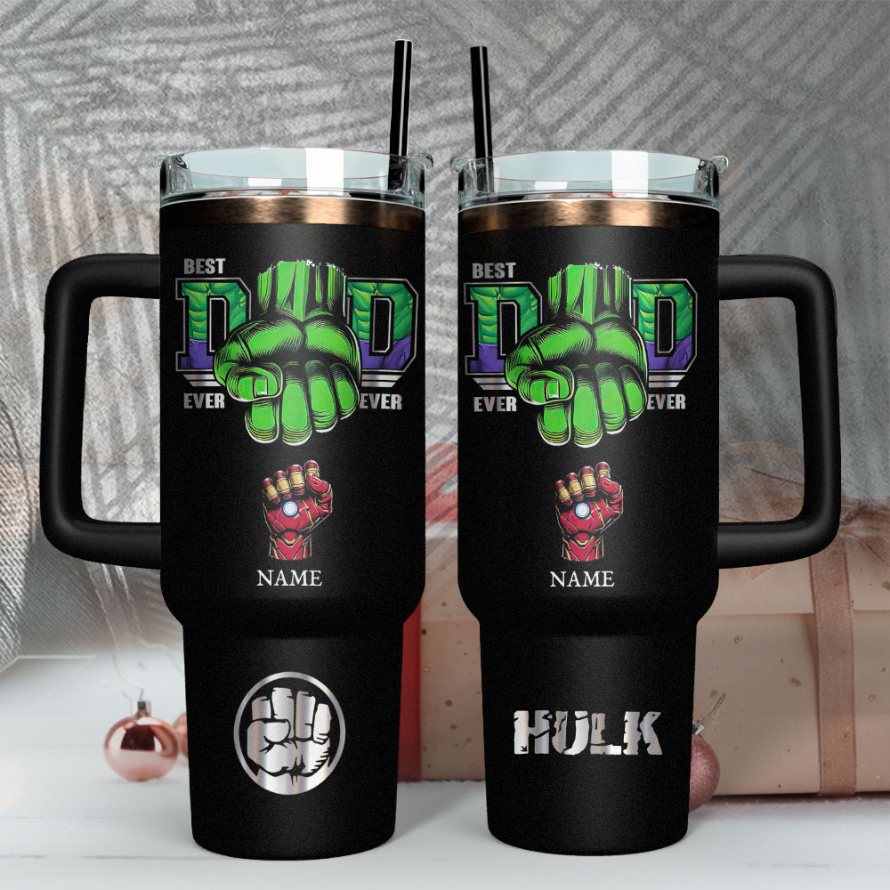 Father Day Hulk Avengers Movies Custom Stanley Quencher 40oz Stainless Steel Tumbler With Handle