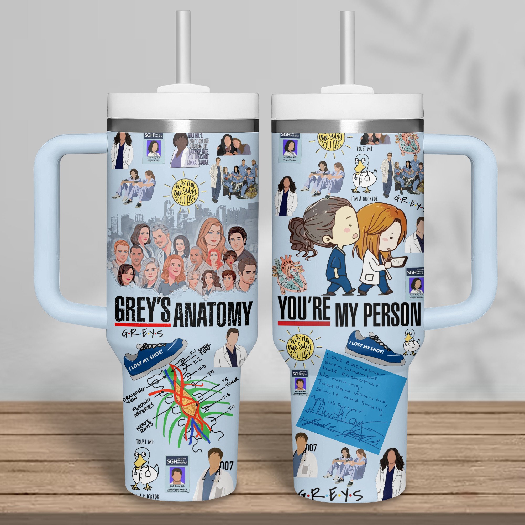 Gray Anatomy Movies Custom Stanley Quencher 40oz Stainless Steel Tumbler With Handle